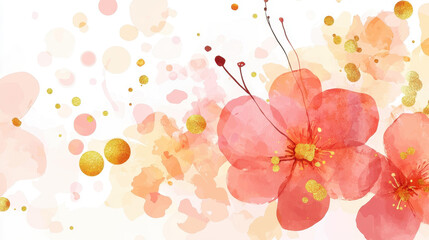 Sticker - A serene watercolor backdrop with gentle florals and shimmering gold accents, perfect for a modern art vibe.