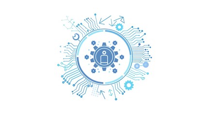 Digital Network with Human Icon and Gears