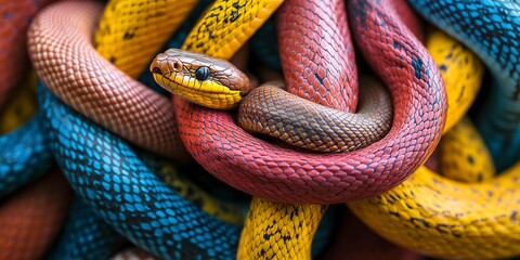 Poster - Close up of snakes tangled together 