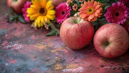 Poster - apples and flowers