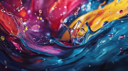 Wall Mural - Vibrant splash of colorful liquids in motion