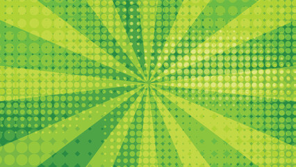 Wall Mural - abstract green comic sunburst background with graphic halftone dot