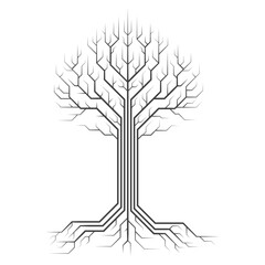 Fototapete - Digital network tree technology. Tree lines isolate on white background. Business innovation technology cyber. Vector illustration.