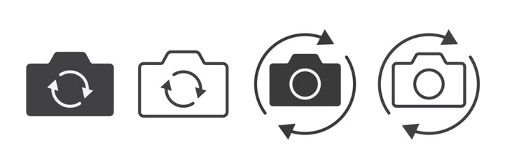 Flip and switch the camera icon. Flat and line icons isolated on white background. Element design for apps, websites, and Interfaces. UI UX. Vector illustration.