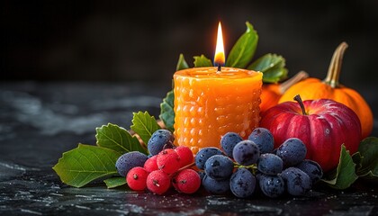 Poster - candle and leaves