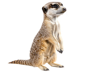 Wall Mural - Alert meerkat standing on hind legs on transparent background