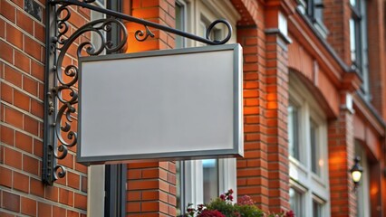 Blank white street billboard template.Vintage urban mockup on the wall of a vintage building.Mockup under advertising design,signage for your business