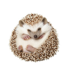 Wall Mural - Charming hedgehog curled up on transparent background