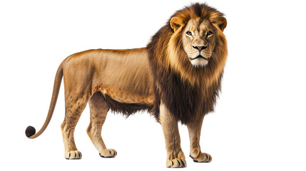 Wall Mural - Majestic lion standing with a regal pose on transparent background