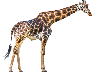 Wall Mural - tall giraffe with long neck on transparent background
