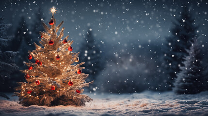 Christmas background, Tree and snow, use natural light.