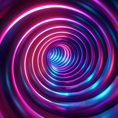 Canvas Print - Mesmerizing Neon Swirl   Futuristic Glowing Light Tunnel Background for Product Display