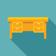 Sticker - Simple yellow wooden desk with drawers standing in the office, perfect for illustrating home office, workplace or business themes