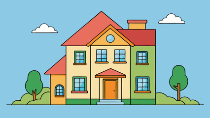 Wall Mural - two story house vector art illustration