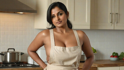 Attractive Indian woman working in the Kitchen