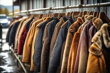 Coats on a Rack