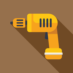 Poster - Yellow and black power drill illustration with long shadow on brown background