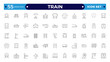 © artshuvo - Train and railways icon set. intercity, international, freight trains, linear icons. Editable stroke outline icon.