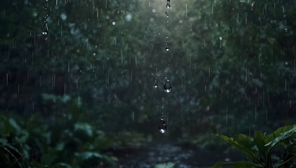 Naklejka na meble A dialogue between two raindrops falling from the sky, contemplating their journey to the earth ai_generated