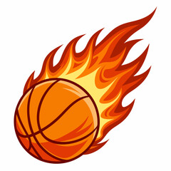 Wall Mural - Basketball with flames vector illustration 