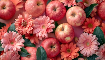 Poster - red apples and flowers