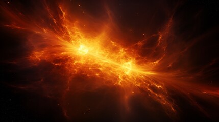 Poster - Sun glowing in space, dark sky, intense light, dynamic solar flares