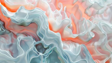 Wall Mural - Pastel coral texture with abstract fluid wave patterns and soft hues