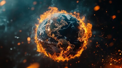 Poster - Earth in flames portraying environmental catastrophe