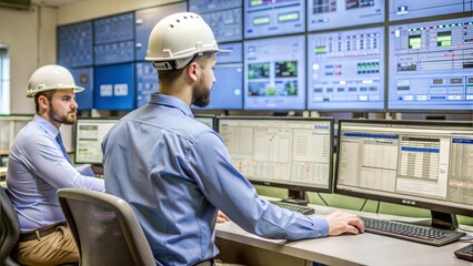 Wall Mural -  engineer working at control room manager control