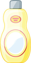 Sticker - Yellow plastic bottle with a gray cap is standing and showing its blank label