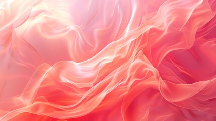 Fototapete - Abstract fluid wave design in coral with pastel gradients creating a smooth texture