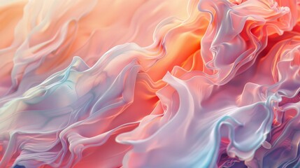 Poster - Abstract coral wave texture in pastel colors creating fluid and smooth shapes
