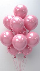 Wall Mural - Pink Balloons on White Background.