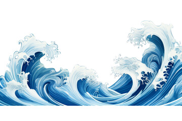 Fototapete - Blue wave with intricate patterns and textures Isolated on white background