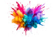 © venusvi - Explosive burst of multicolored holi powder Isolated on white background