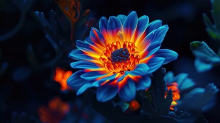 Canvas Print - A Close-up of a Blue Flower with Orange Center