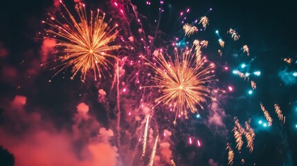 Aufkleber - Dazzling fireworks lighting up the sky in a stunning display