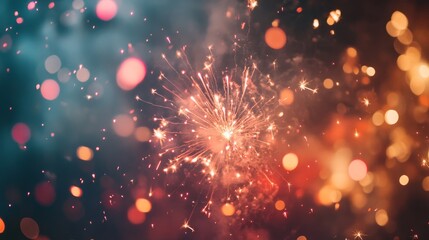 Aufkleber - Colorful fireworks scattering across the sky in brilliant patterns