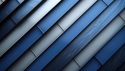 Sticker - Design a modern background with diagonal overlapping metallic glossy blue and grey elements, 