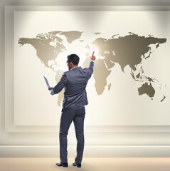 Wall Mural - Businessman in global business concept