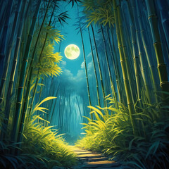 bamboo forest and moon