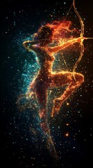 Wall Mural - A stylish and mystical tank top design featuring the Sagittarius zodiac archer with a cosmic background and vibrant colors ideal for those who are adventurous and freespirited