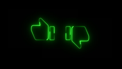 Wall Mural - neon yes no icon thumb up down .Thumbs up and thumbs down. Like or dislike. illustration line icon.
