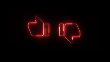 Wall Mural - neon yes no icon thumb up down .Thumbs up and thumbs down. Like or dislike. illustration line icon.
