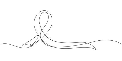 breast cancer awareness ribbon one line drawing continuous