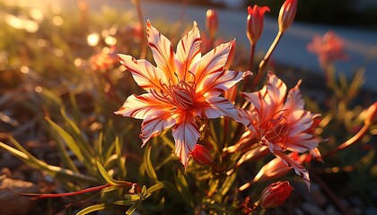 Wall Mural - red flower in the garden