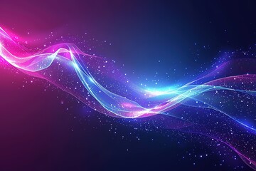 Wall Mural - A purple and blue wave of light with many small stars