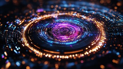 Wall Mural - Vibrant abstract galaxy swirl with luminous colors and dynamic movement, evoking the cosmos and futuristic imagination.