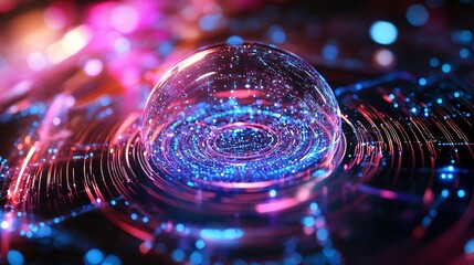 Wall Mural - a vibrant sphere of light and color, showcasing shimmering particles and captivating reflections in 