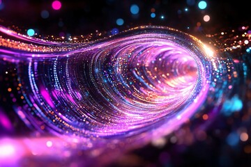 Wall Mural - a vibrant swirl of colorful light particles, creating a mesmerizing abstract effect that evokes moti